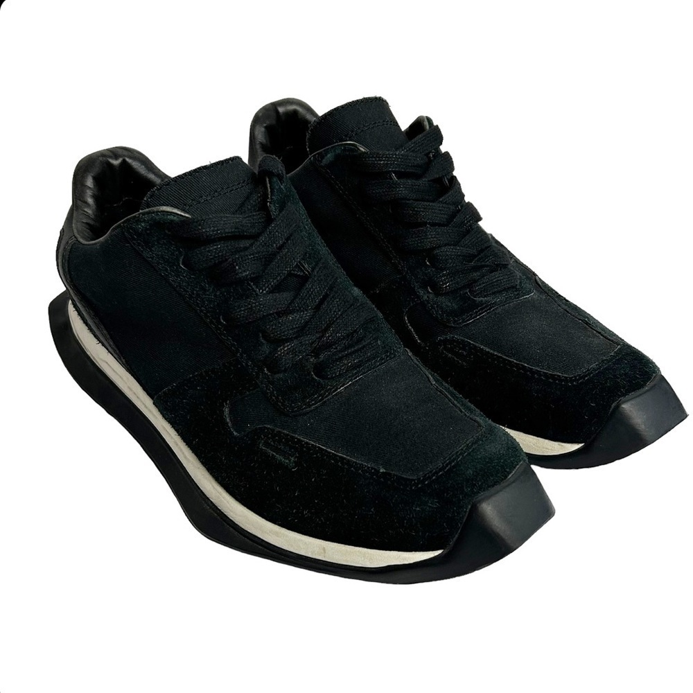 RICK OWENS NEW VINTAGE RUNNER LACE-UP SNEAKERS BLACK/MILK IN BLACK size 40